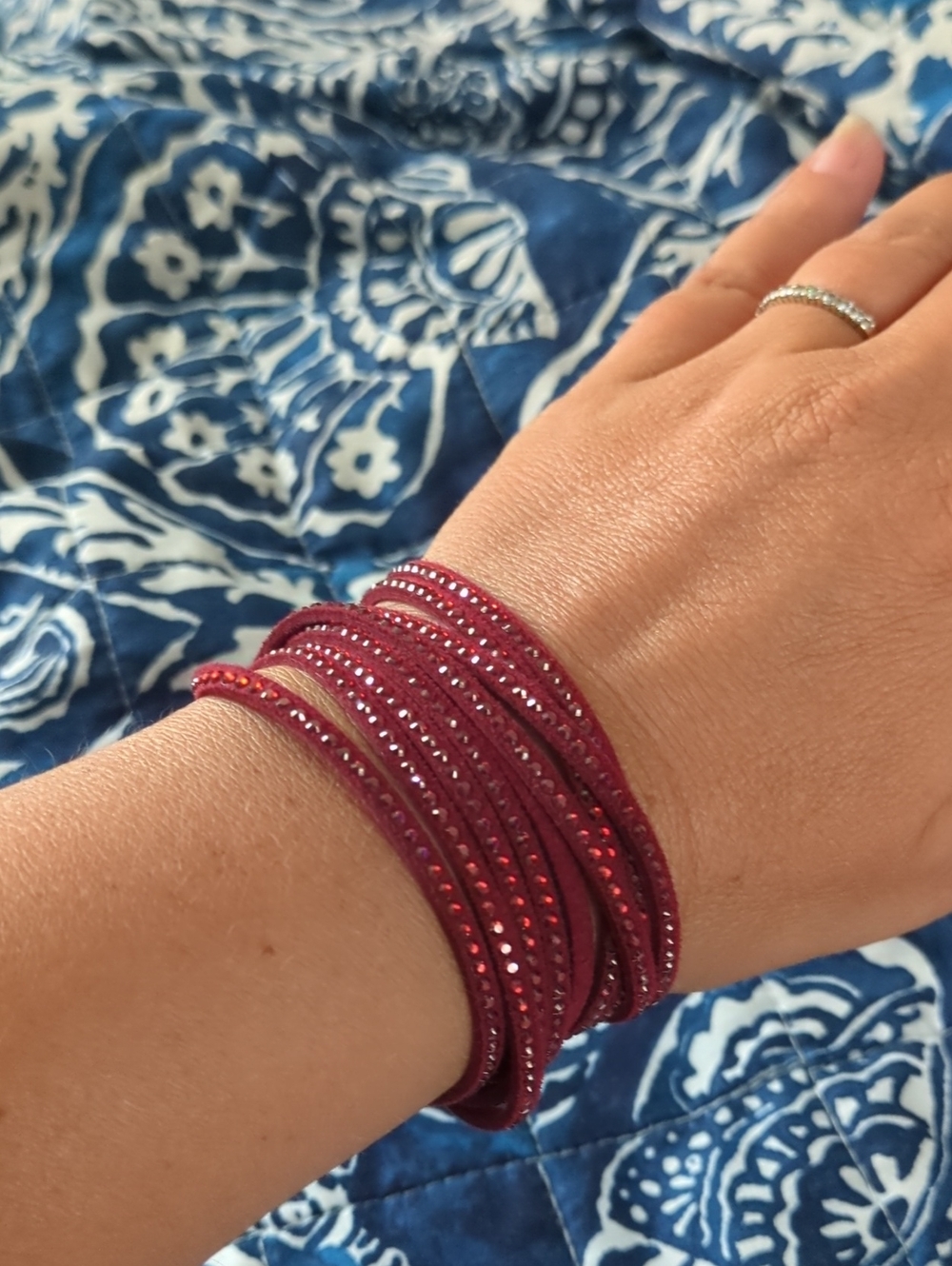 Touchstone Crystal Burgundy Multi-Wrap Crystal Bracelet